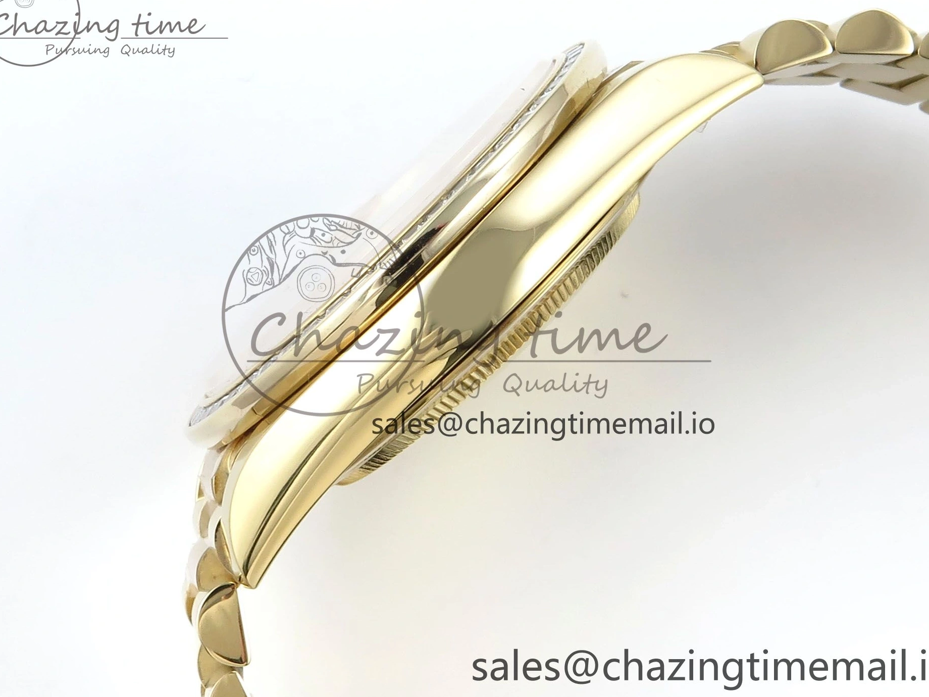 Bracelet Black 40 QF Diamonds Weight) Best YG on DayDate A2836 Dial V5 (Gain Bezel President Green Edition 1:1 0429